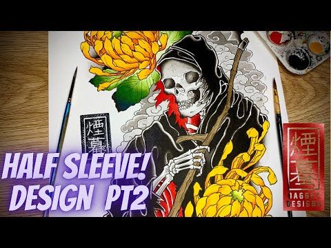 How to draw a Grim Reaper tattoo design (sleeve tattoo tutorial) - part 2