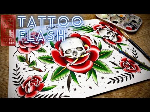How to paint tattoo flash | Design, theme and layout 🌹💀