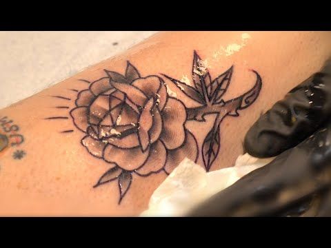 Black And Gray Rose Tattoo | Tattoo Time lapse
