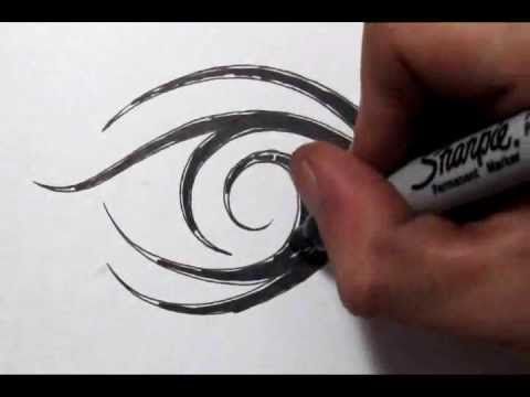 Drawing an Abstract Tribal Eye Tattoo Design