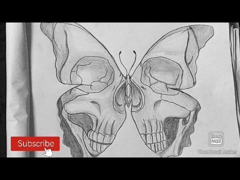 How to draw skull butterfly || easy butterfly drawing
