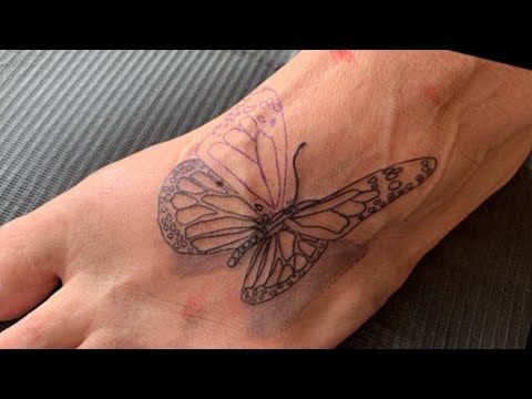 🔴LIVE TATTOOING! Monarch BUTTERFLY on the FOOT!🤘