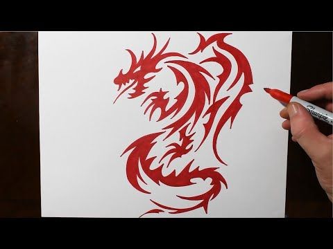 How to Draw a Red Dragon Tribal Tattoo Design