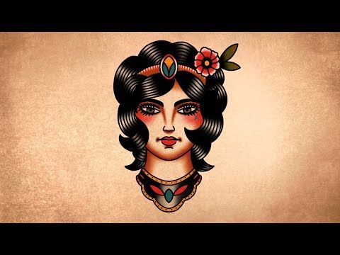 How to draw an old school female face | Tattoo drawing tutorial