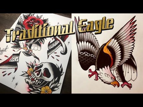 How to draw a traditional eagle tattoo!