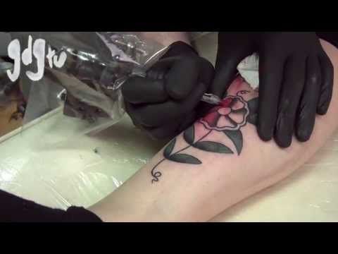 Traditional Flower Tattoo - Tattoo Being Done in Time Lapse