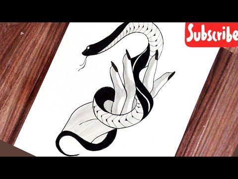 How to draw a hand with snake || snake tattoo design || tattoo drawing