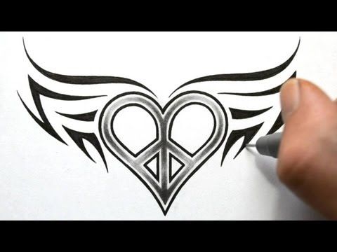 Designing a Love Peace Symbol with Wings Tattoo Design
