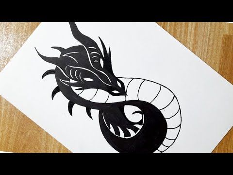 How to draw a tribal dragon || Tribal tattoo design