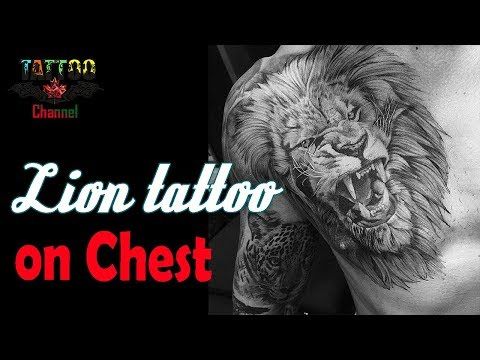 Lion tattoo on chest