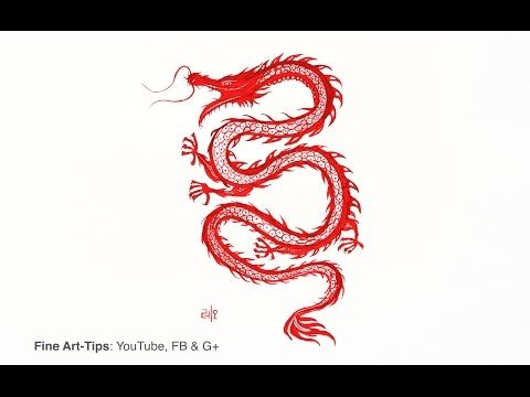 How to Paint a Chinese Dragon (or Korean) - Like Tattoo Drawing