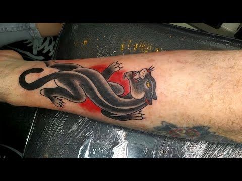 American Traditional Panther Tattoo | Tattoo Timelapse